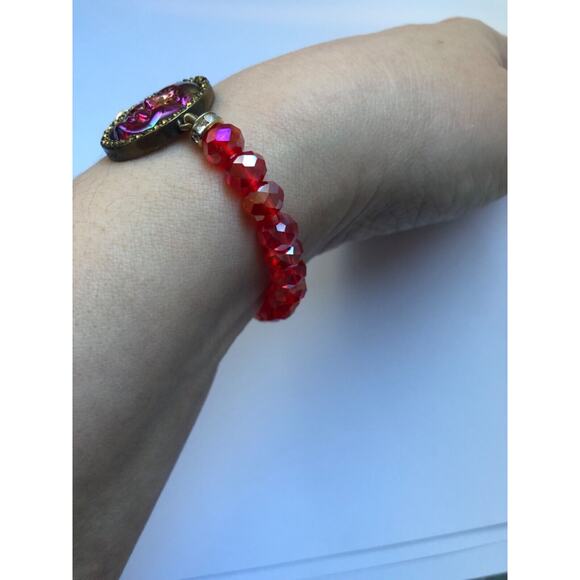 KIRKS FOLLY SeaView Water Moon Stretch Bracelet BRONZE TONE /RED - Picture 5 of 10